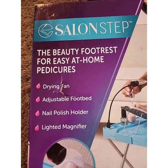Salon Step Beauty Footrest for  At-Home Pedicures LED Magnifier Drying Fan - Picture 3 of 11